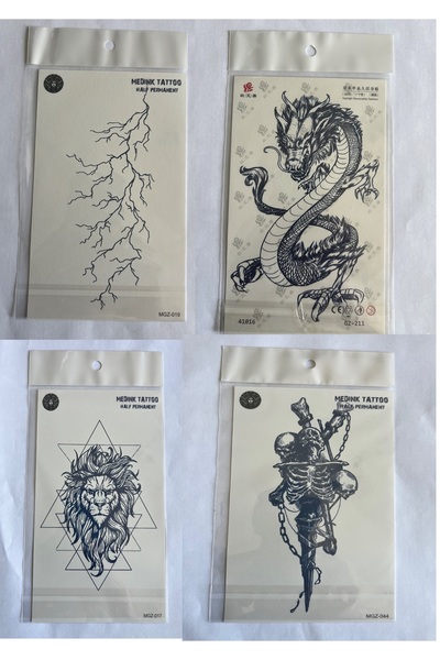 Airbrush Tattoo Çelişki 4 adet Birden3 hafta Kalıcı Geçici yapıştırma Dövme 1...