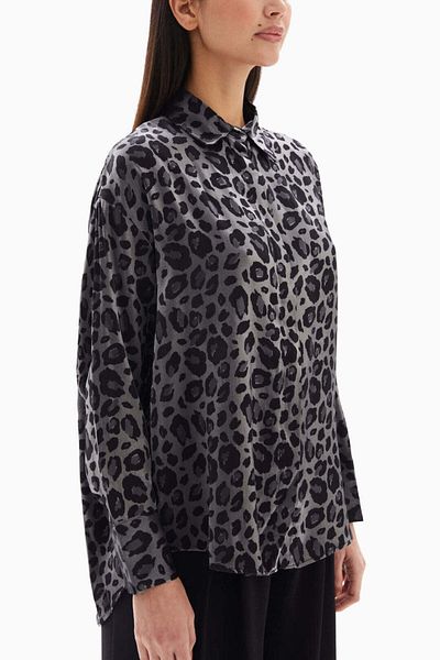 wecre8 Grey Leopard Print Blouse By WECRE8