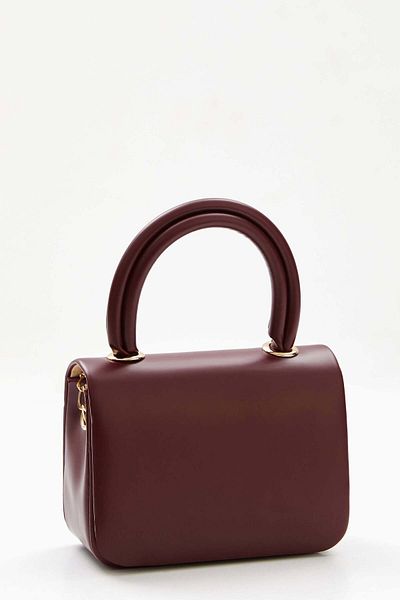 wecre8 Maroon Mini Top Handle Bag with Chain Strap by WECRE8