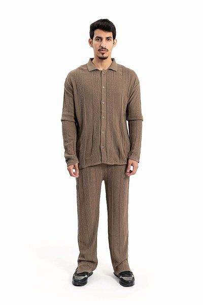 wecre8 Men Beige Polo Sweater and Pants Set by WECRE8