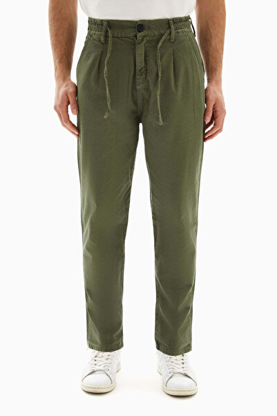 wecre8 Khaki Green Drawstrings Slim Trousers By WECRE8