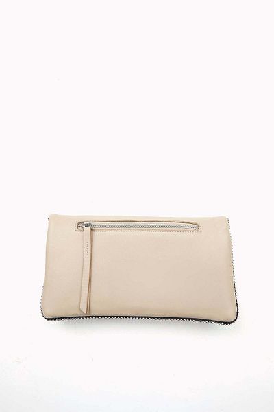 wecre8 Beige Chain Trim Convertible Clutch by WECRE8
