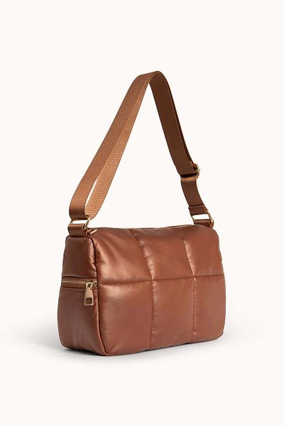 wecre8 Camel Brown Quilted Crossbody Bag by WECRE8