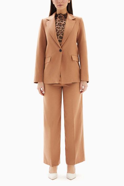 wecre8 Brown Classic Plain Blazer By WECRE8