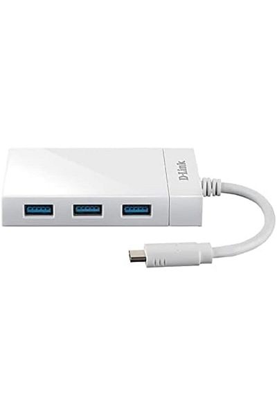 D-Link موزع USB-C إلى 3 منافذ USB 3.0، موزع محول جيجابت إيثرنت بمنفذ واحد Dub-D410