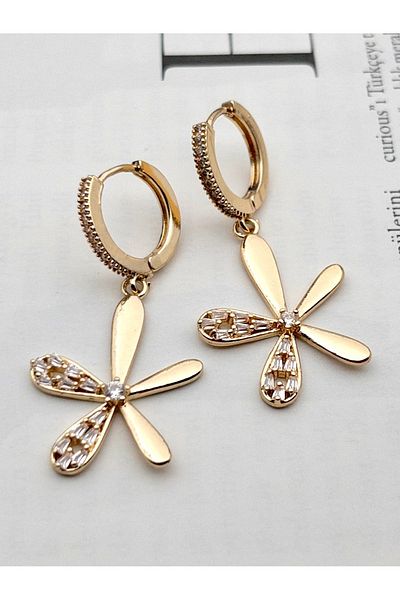 Siya Silver Zircon Stone Dangle Daisy Flower Steel Earrings