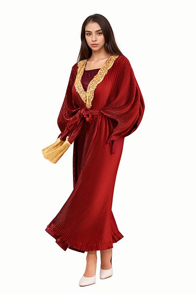 wecre8 Red Pleated Jalabiya By WECRE8