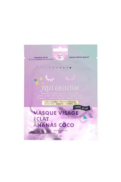 Inuwet Brightening biocellulose face mask with pineapple extract, Fruit Collection, Inuwet, 30 ml