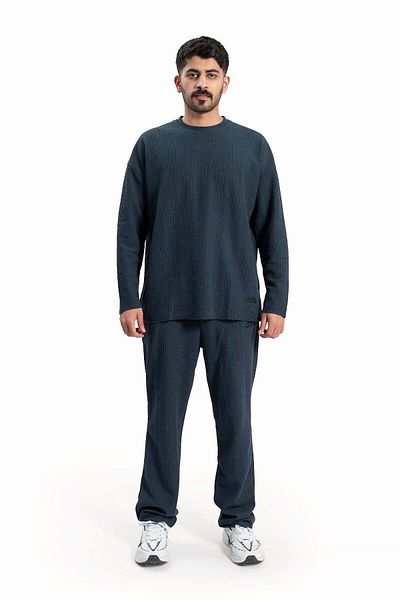 wecre8 Men Navy Sweater and Pants Set By WECRE8