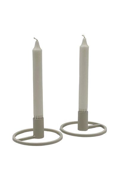 Generic 2-Piece Metal Candle Holder with Ring Base - White