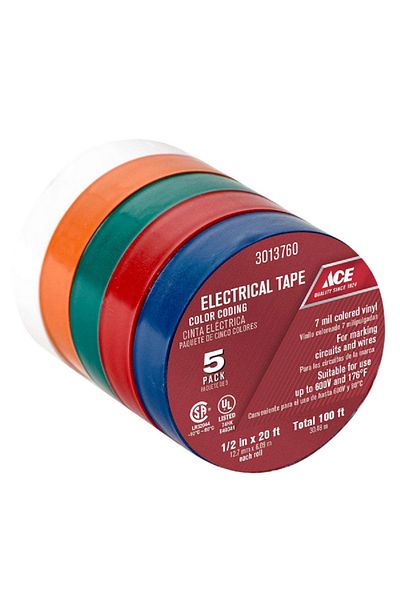 ACE 5-Piece Electrical Tape Multicolor 1/2inch x 20ft
