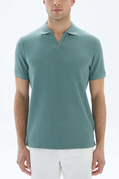 wecre8 Teal V-neck Polo Shirt By WECRE8