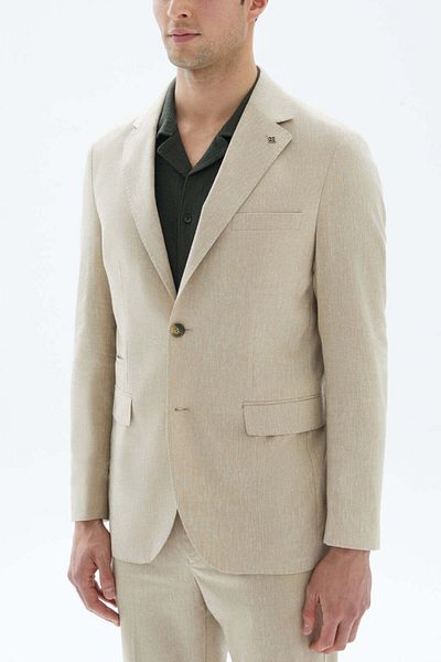 wecre8 Beige Textured Classic Blazer By WECRE8