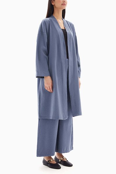 wecre8 Blue Plain Set of Kimono with Trousers By WECRE8