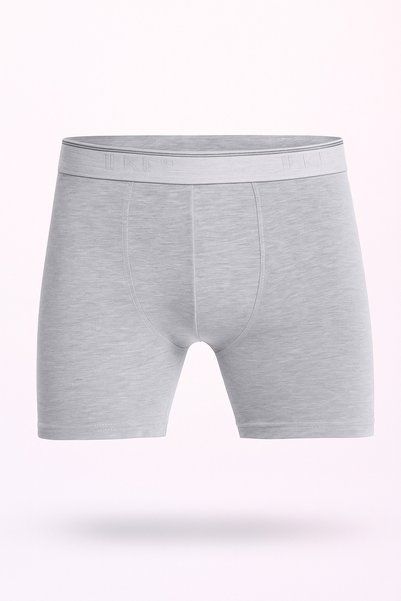 QKK Erkek Pamuklu Likralı Uzun Paça Siyah-Gri-Beyaz 3'lü Boxer