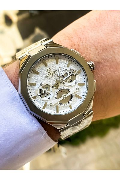 Reward Men's Wrist Watch Waterproof Silver Color Steel Cord Bracelet Gift