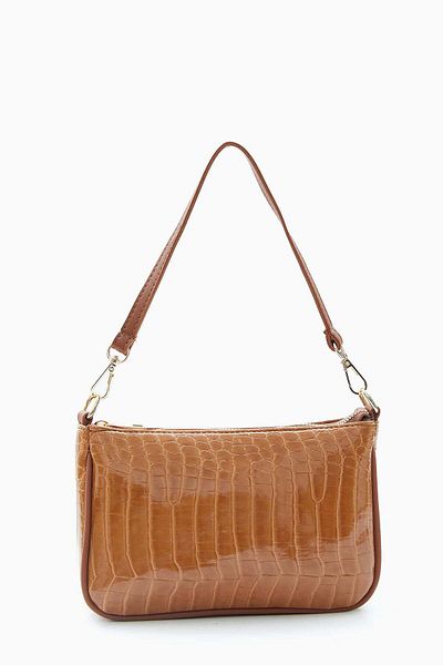 wecre8 Light brown Croc-Embossed Shoulder Bag by WECRE8