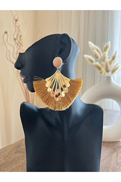 Büyük Hanım أقراط نسائية على شكل سبيكة معدنية مع شرابة كبيرة