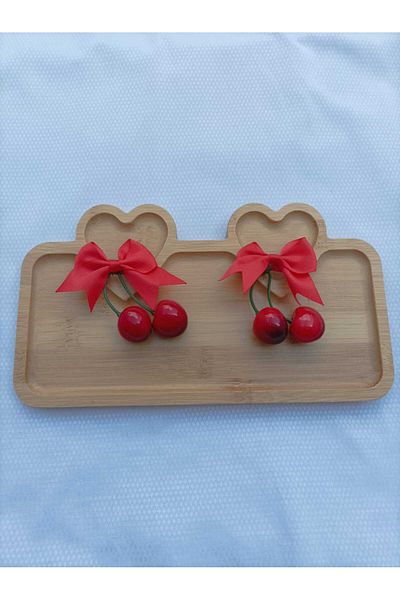 JHTshop 2 Pack Cherry Buckle Red Hair Clip Cloth Pinch Hair Clip