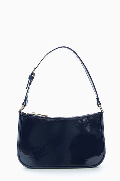 wecre8 Navy Patent Shoulder Bag by WECRE8
