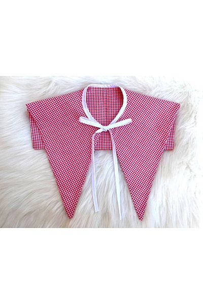 Eylülce Butik Paris Collar Mobile Collar Red Gingham Special Production