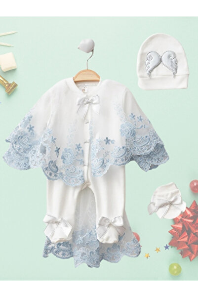 Amur French Lace Cape Angel Wing Detailed Baby Mevlüt Jumpsuit Baby