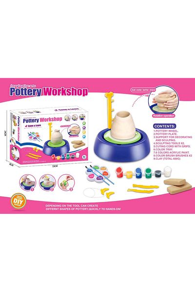 Point Plus Pottery Shaping Workshop for Kids – Interactive DIY Kit with Spinning Wheel, Paints, and Sculpting Tools – Ages 8+