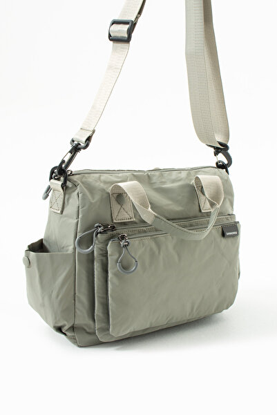 Sanmorris 6000 Women's 4 Compartment Crinkle Fabric Adjustable Cross Strap Hand and Shoulder Bag Light Gray