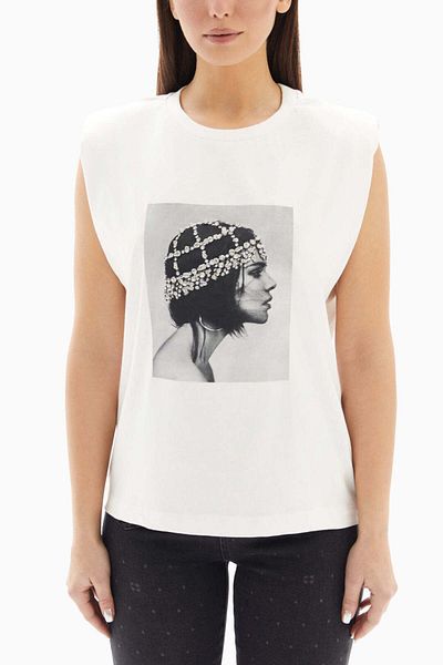 wecre8 White Woman Printed Sleeveless Top By WECRE8