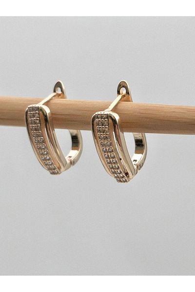 Siya Silver Zircon Stone Rectangular Model Steel Earrings - 1.7 cm