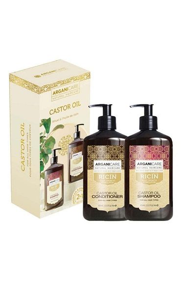Arganicare Shampoo & conditioner set with castor oil to stimulate hair growth, 400 ml x 2
