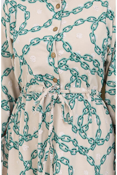 sefamerve Φόρεμα Aerobin με μοτίβο αλυσίδας 0105-03 Mink Green