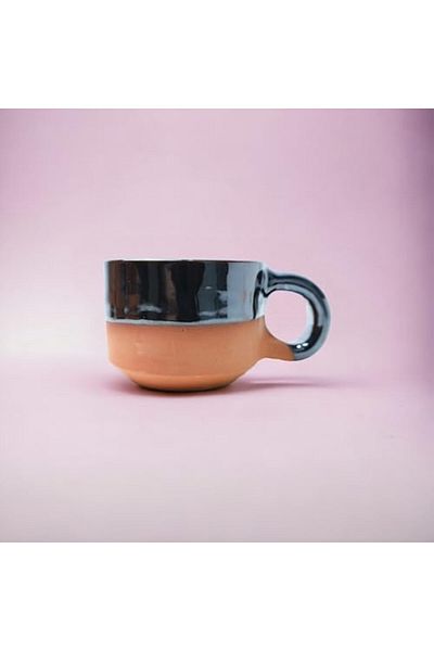 Generic ARK Dirtique 100 ml Round Clay Tea Cup – Glazed Terracotta, Perfect for Tea & Hot Beverages