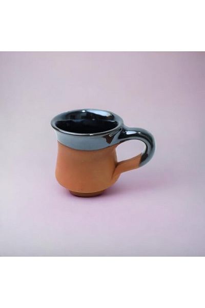 Generic ARK Dirtique 80 ml Conical Clay Tea Cup – Half Glazed Terracotta, Perfect for Tea & Hot Beverages