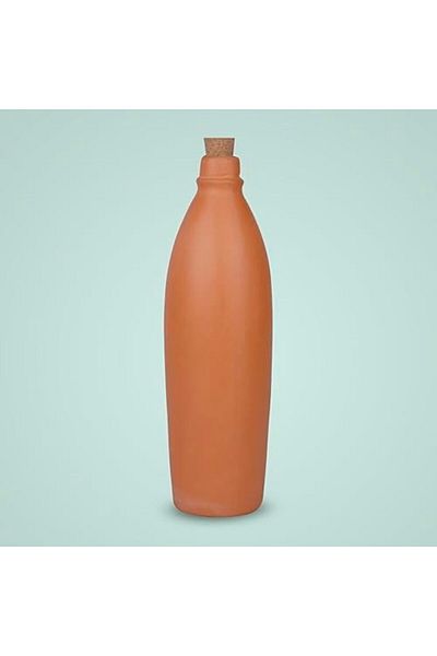Generic زجاجة تيرابورا 1100 مل مصنوعة يدويًا من الطين غير المزجج مع الفلين