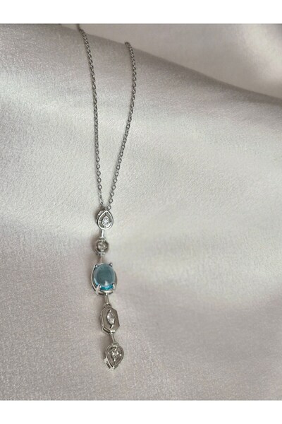 aayak&kabımofficial قلادة على شكل حرف Y من الفولاذ بتصميم حجر ملون - على شكل ...