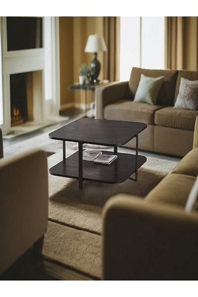 micasa Elegant and Modern Design 2-Tier Square Coffee Table
