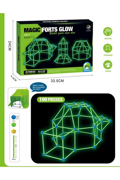 Point Plus Glow in the Dark Castle Building Toy for Kids - 100 Pieces - Glow in the Dark - Suitable for ages 3+