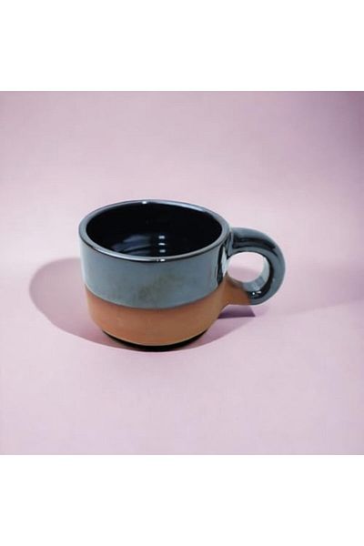 Generic ARK Dirtique 100 ml Round Clay Tea Cup – Glazed Terracotta, Perfect for Tea & Hot Beverages