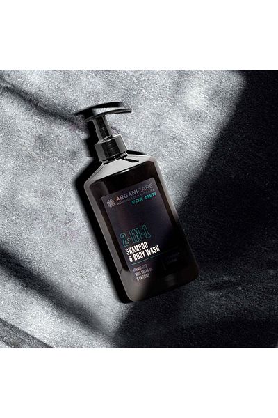 Arganicare 2 in 1 Shampoo & shower gel for men, with argan oil and caffeine, Arganicare, 400 ml