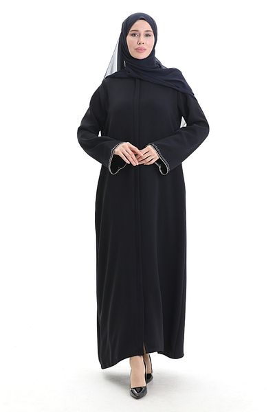sefamerve Modal Fabric Hürrem Sleeve Ferace 1904-06 Navy Blue Mink