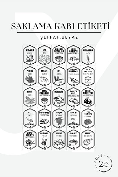 Justyol Set of 6 Mega Size Rectangular Storage Containers – 3200 ml Labeled Food, Tea and Candy Box