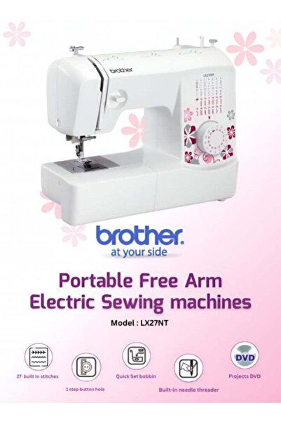 Brother ماكينة خياطة كهربائية محمولة Lx27nt بذراع حر وهيكل معدني مع 27 غرزة مدمجة