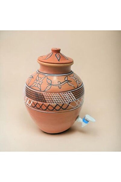 Generic ARK DhaaroVibes 9L Clay Water Dispenser Matka – Handmade & Hand-Painted Terracotta Earthen Pot (33