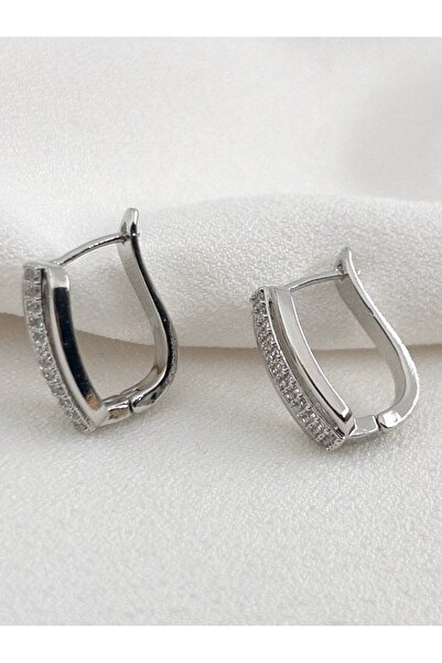 Siya Silver Zircon Stone Rectangular Model Steel Earrings - 1.7 cm
