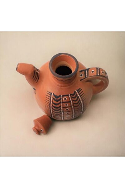 Generic ARK DhaaroVibes 1L Handmade Clay Teapot - Village Vibe Terracotta Tea Pot (20 CM X 18 CM), Eco-Frien