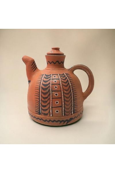 Generic إبريق شاي ARK DhaaroVibes سعة 1 لتر مصنوع يدويًا من الطين - إبريق شاي تيراكوتا من Village Vibe (20 سم × 18 سم)، صديق للبيئة