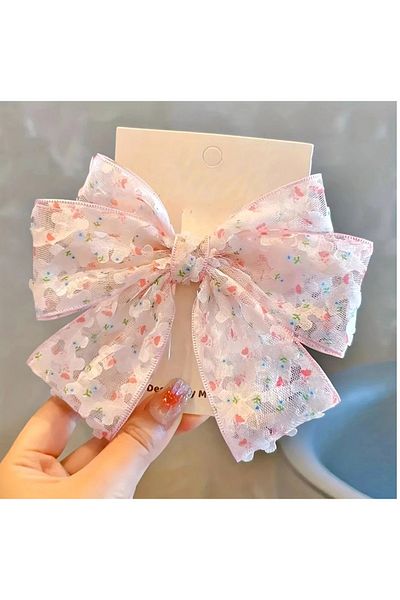 mos&more Pink Lace Tulle Ribbon Automatic Buckle