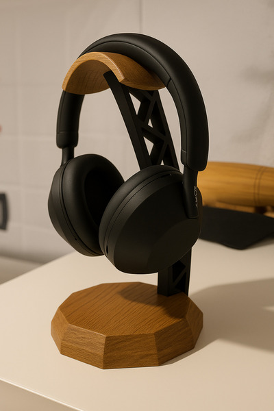 Srd3dMaker Şık Siyah Kulaklık Standı – 27 cm Yükseklik, El Boyaması Ahşap Gör...