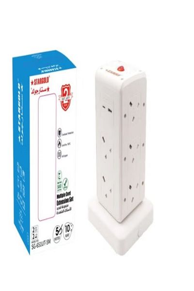 Stargold Multi 10 Way Extension Cord with USB Overload Protection Charging Lead, 3250W/13A, 5M